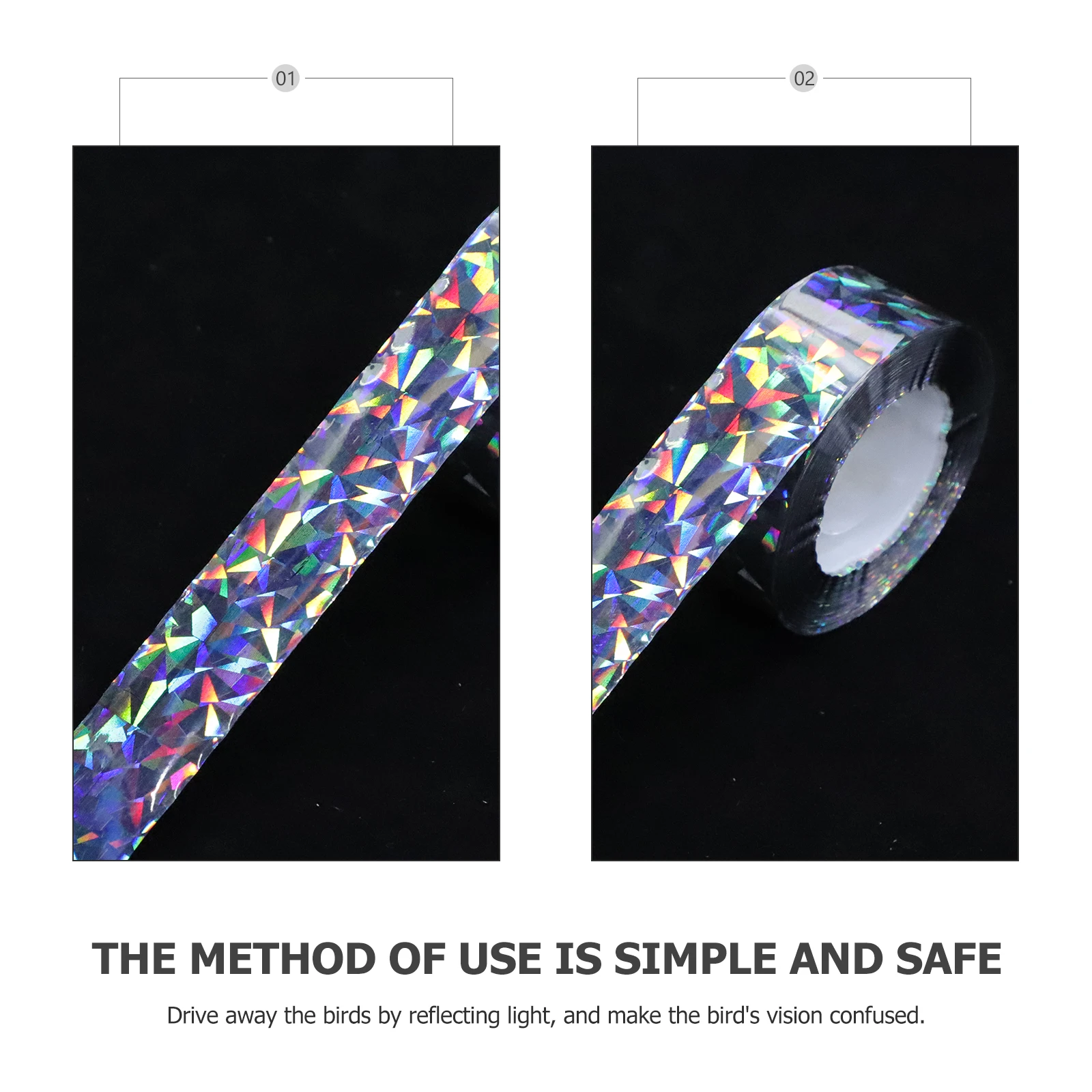 

2PCS Anti Bird Ribbon 2.4cmx80m Double sided Reflective Tape for Garden Hanging Weather Resistant Bird Repellent Practical