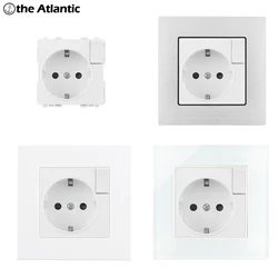S Series- EU Power Socket Function Module Socket With Switch DIY Socket Accessory Free Combination White Glass /Plastic 250V 16A