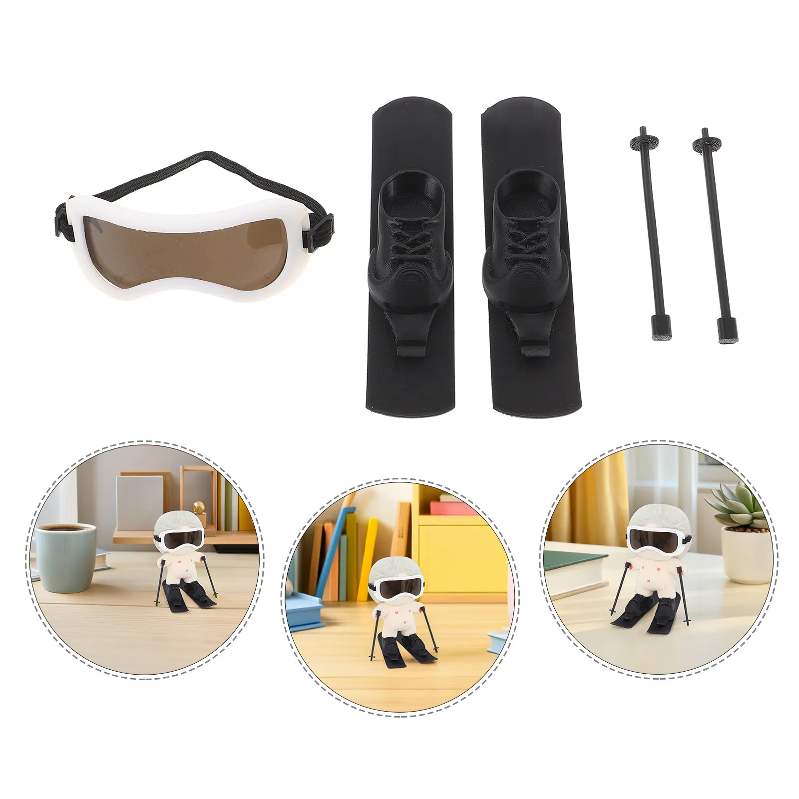 

1Set 10cm Ski Gear Snowboard Set Mini Goggles Poles Winter Sports Accessory Kids Creative Play Equipment Ski Board