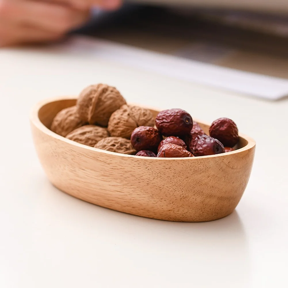 Wooden Boat Bowl Multi Purpose Natural Wood Serving Platter For Dessert Candy Sushi And Condiments  Wood Tray For Home