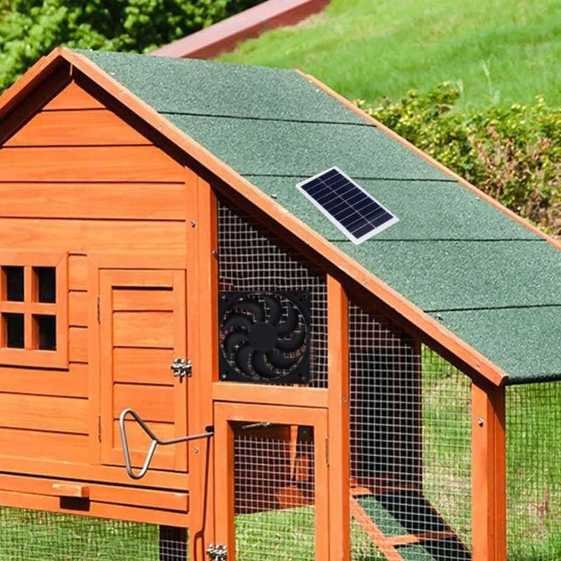 2W Solar Exhaust Fan With Solar Panel Heat Dissipation Ventilation Fan Set For Chicken Coop Greenhouse Shed Pet House