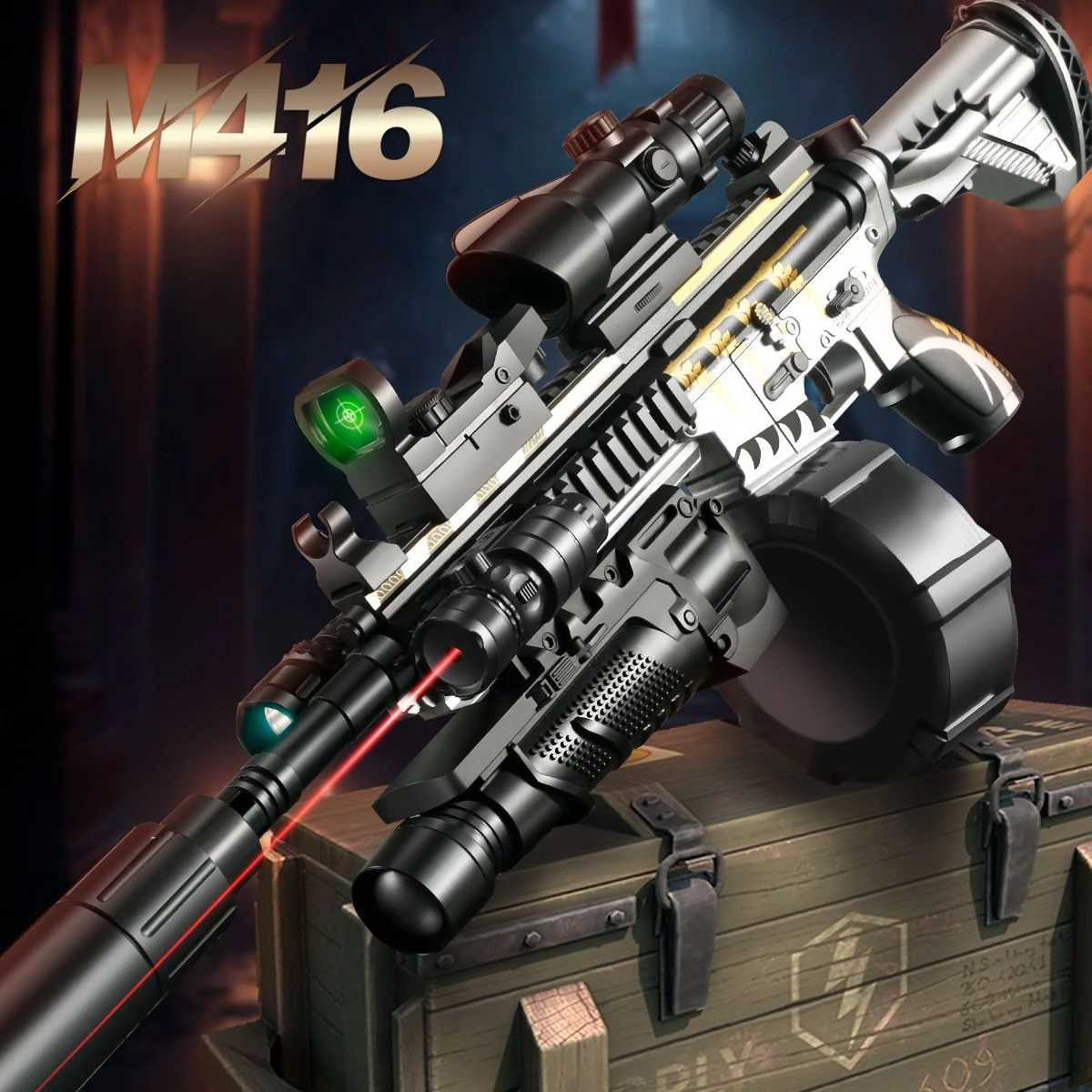 M416 Electric Gel Blaster Rifle, Gel Bead Spray Manual/Auto Mode Water Bullet Toy Shooting Team Game (Beads Not Included)