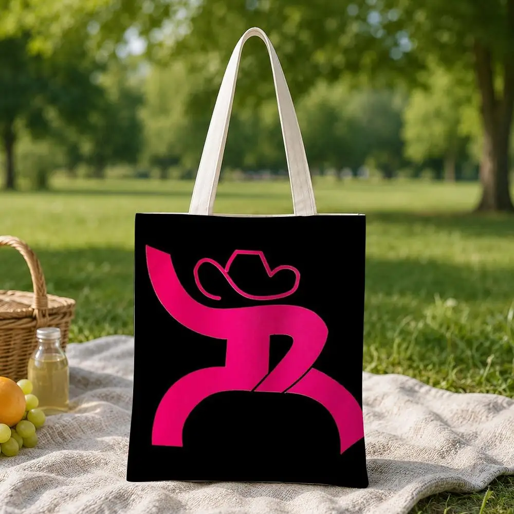 Brand Texas Hooey Storage Bags Canvas Tote Bag for Women, Reusable Shoulder Shopping Bag for School, Work, Travel & Gifts
