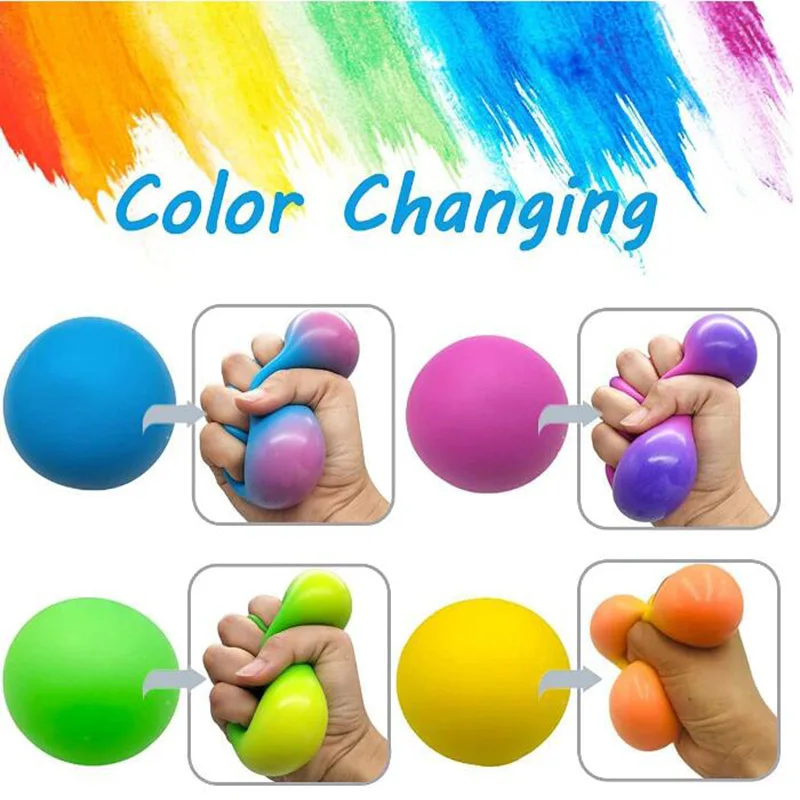 Creative Gradient Rainbow Flour Stress Relief Ball Toys Squeeze Slow Rebound Prank Ball for Kids Finger Training Toy Ball Gifts