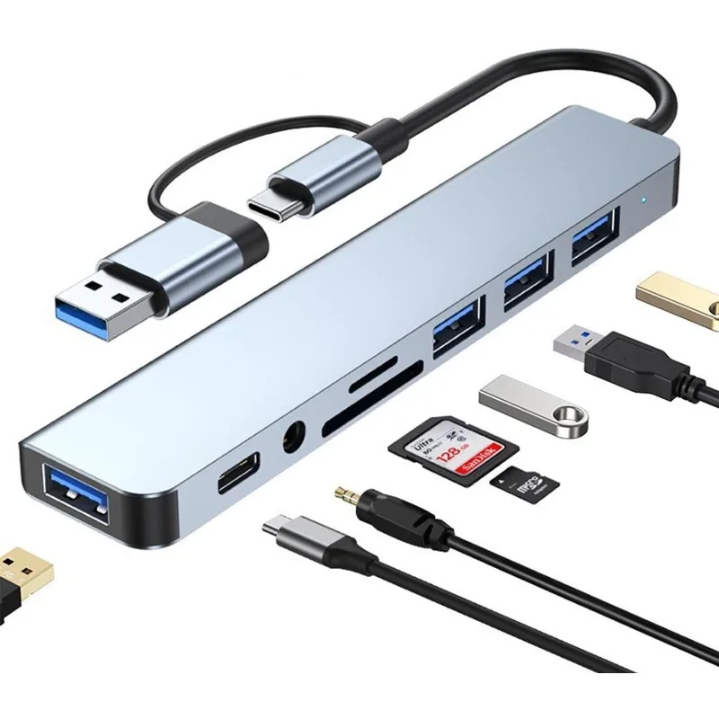 8 In2 USB C HUB Type C 3.0 to HDMI-Compatible Docking Station PD Fast Charge 4K HDMI Adapter Splitter for MacBook Phone Computer