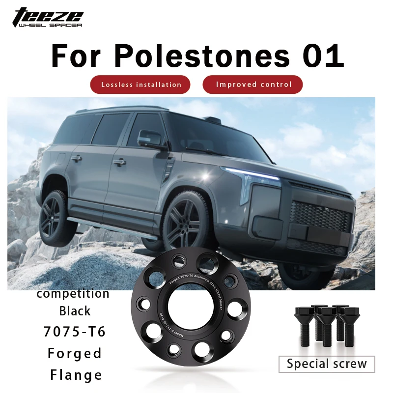 

Teeze 2/4pcs 5x120 CB 63.4 M14*1.5 Hub Centric Black Forged wheel spacer For Polestones 01 Flange Plate15/20/25/30mm