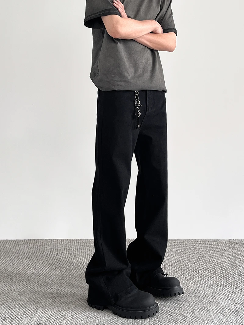 

APUEE American High Street Cleanfit Color Bla Casual Pants Trendy Straight Leg Slimming Micro Flared Vibe Sle Trousers