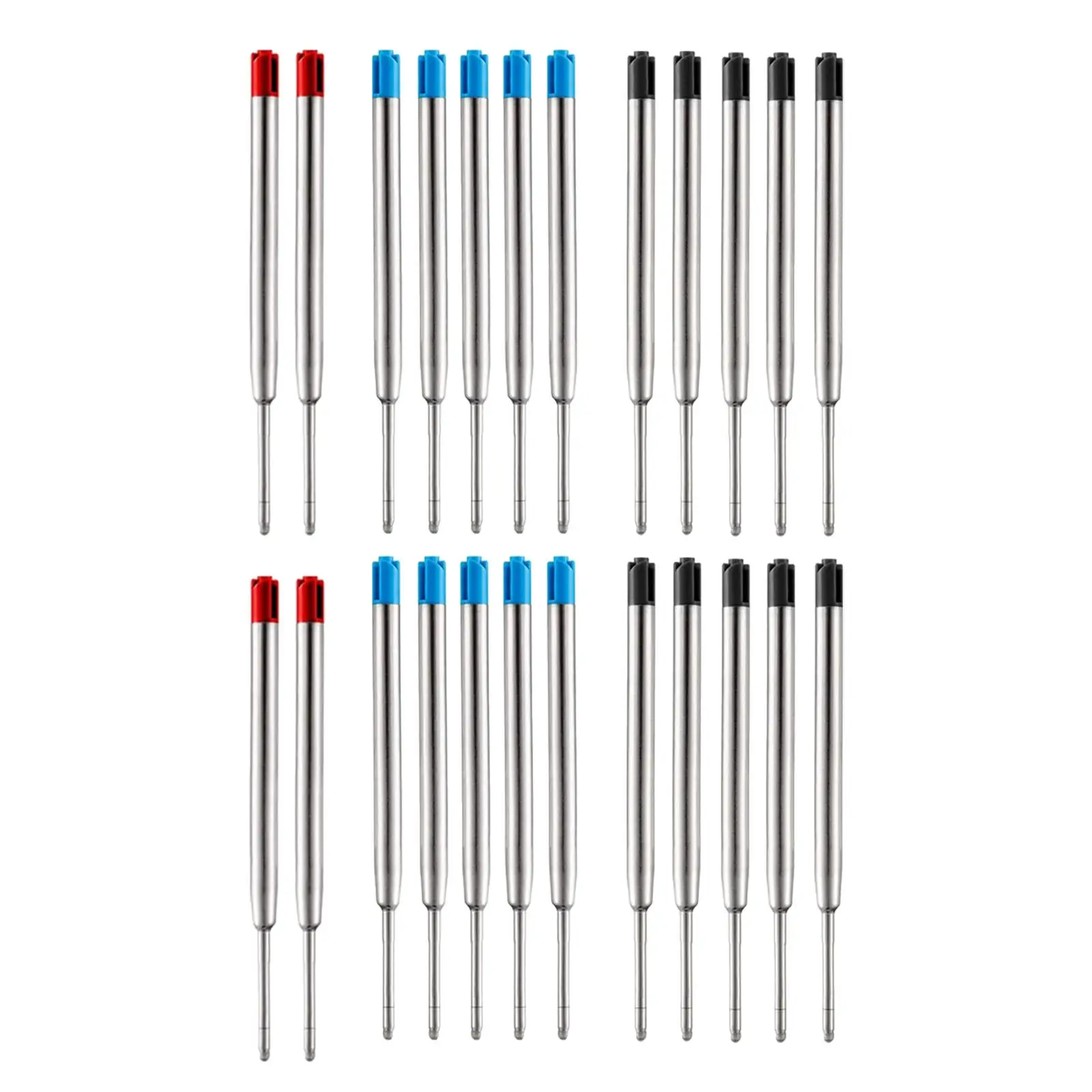 24Pcs Ballpoint Pen Refills Metal 9.9Cmx0.6cm blue black Red Replace Supplies for Office Hotel Students Stationery School