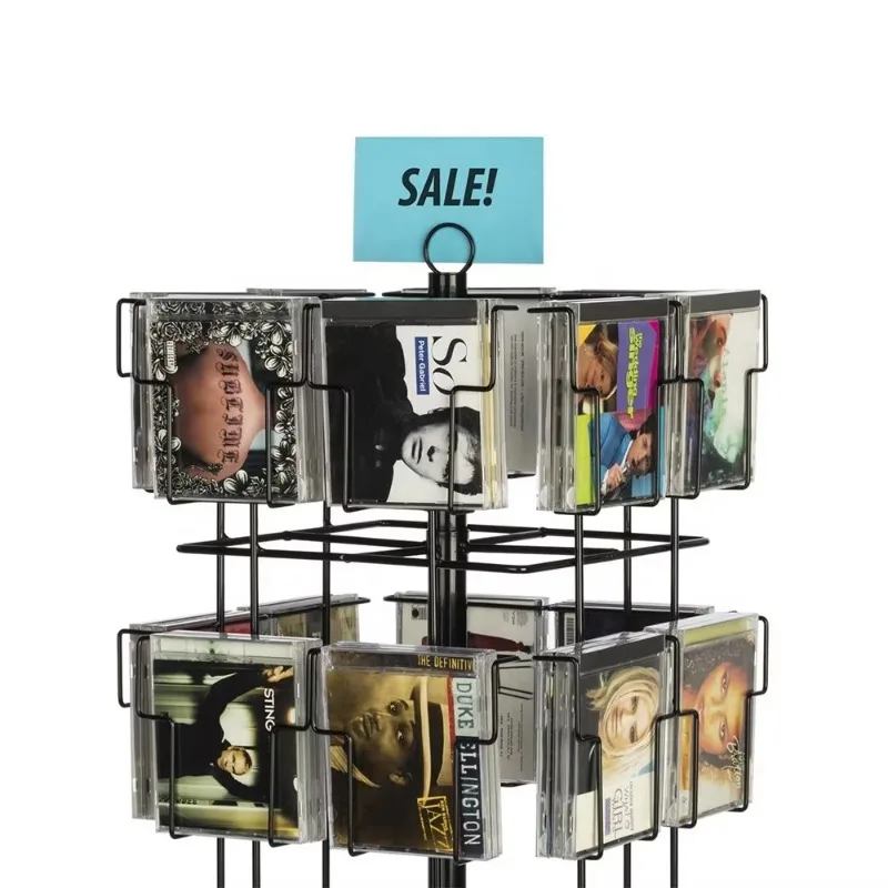 Rotating Floor Metal Pocket Post, Stand Rack, Cartão, Display CD, Calendário, Revista