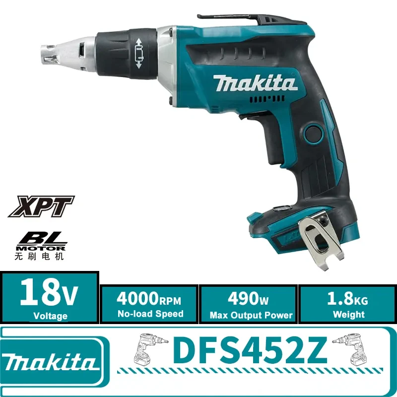 Makita-Tournevis sans fil sans balais pour cloisons sèches, pilote électrique aste, outil uniquement DFS452Z, 18V, vitesse 4000 tr/min, Eddie Ion