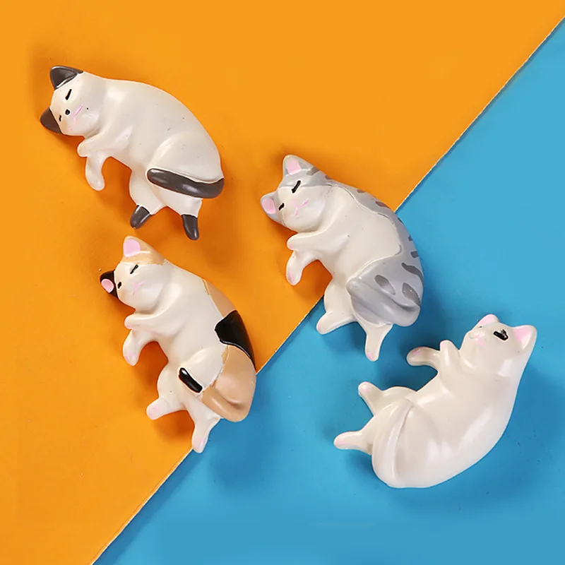 5pcs Kawaii Resin Mini Sleeping Cat Mini Figures Miniature Things Statues Dollhouse Room Home Decor Items Desk Accessories