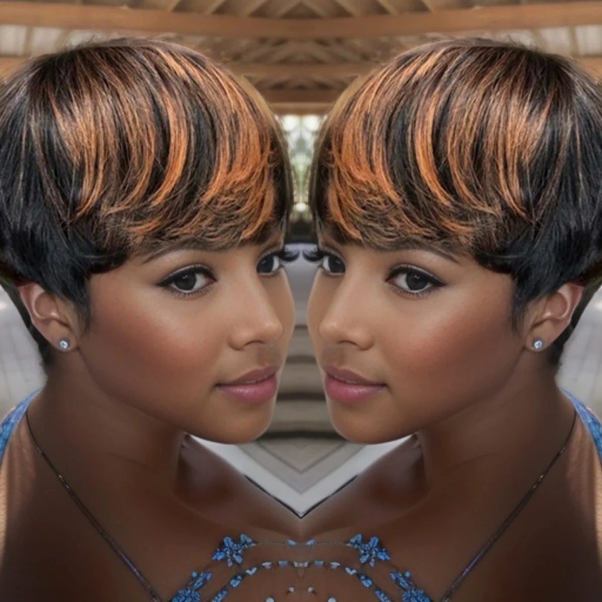 

Short Layered Pixie Cut Pixie Cut Bangs Wigs Human Hair Full Machine Made Wigs for Women