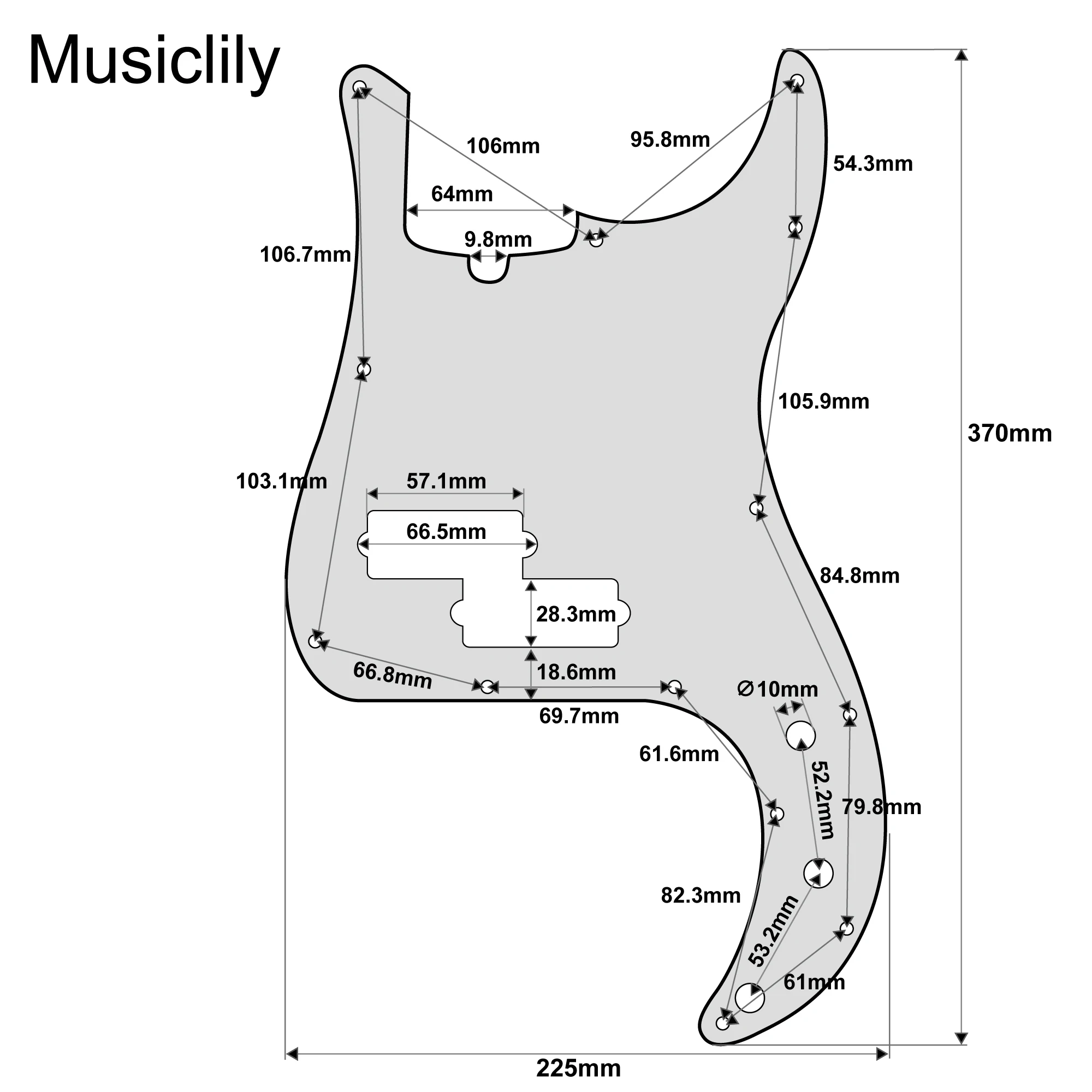 Musiclily Pro-Protection pour basse de précision américaine à 4 cordes, style moderne P, 13 trous, 514