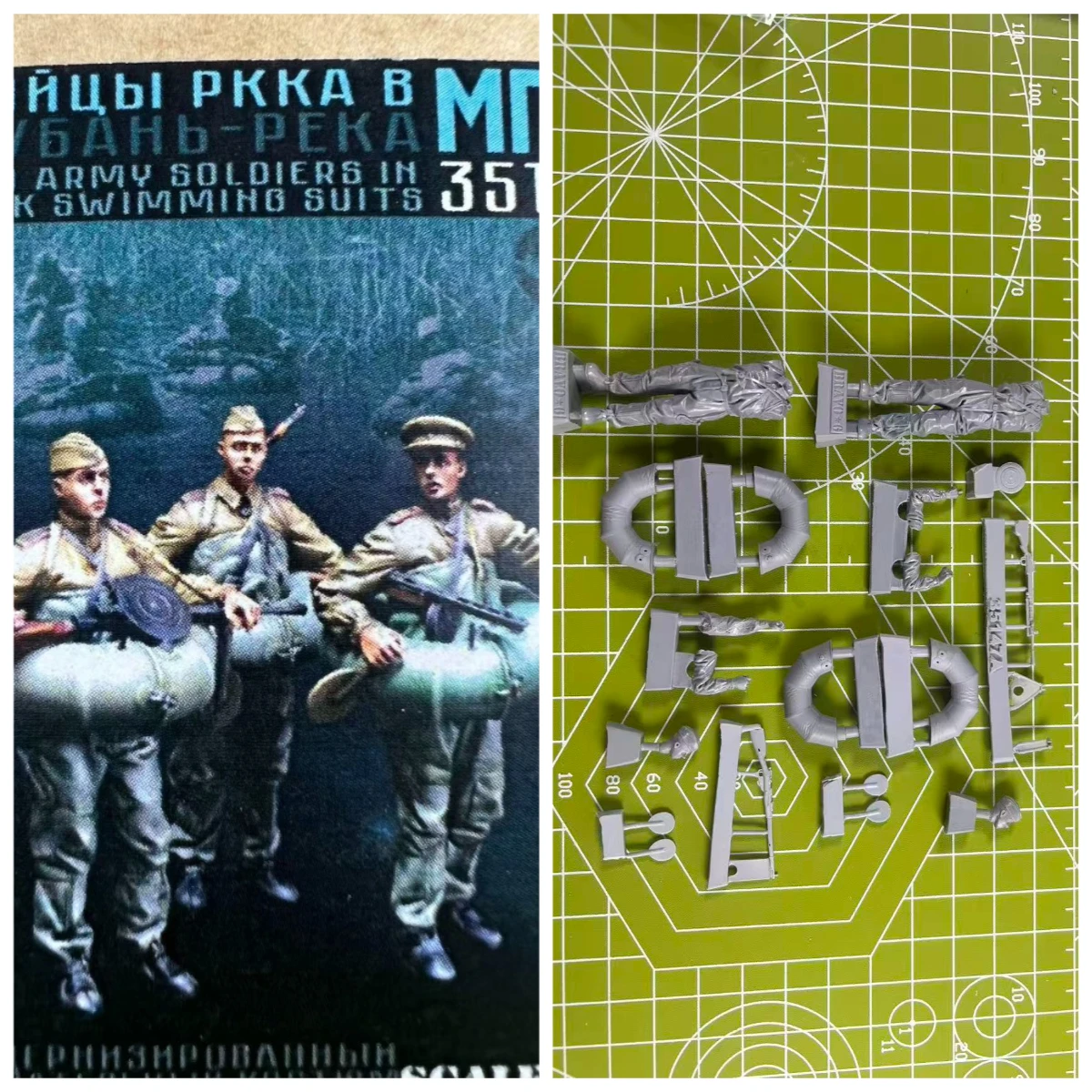 

1: 35 Resin Model Armed Swimming Infantry Display 3-person Model Scene Layout Unpainted State