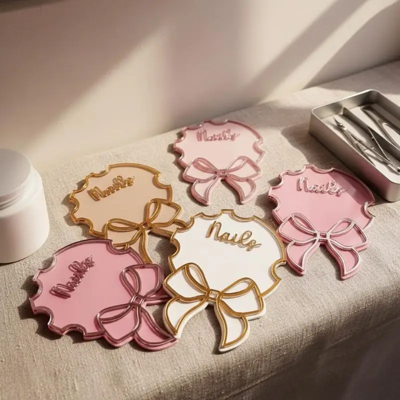 Acrylic Bowknot Nail Photo Palette Nail Photo Props Text Nail Art Makeup Palettes Nail Tech For Salon Nail Display Tool