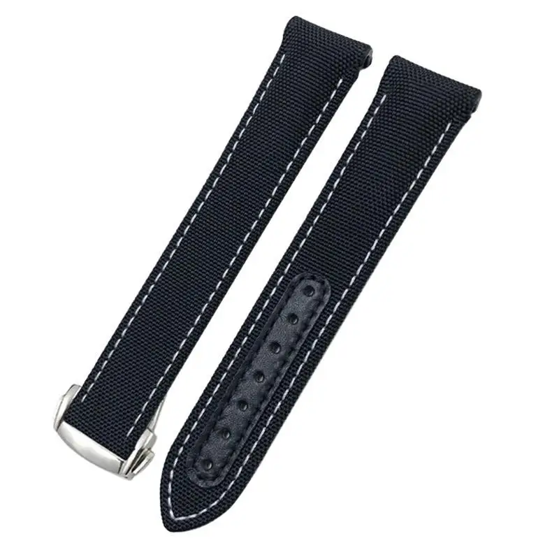 

MAISITU 20mm Watchbands Canvas Leather Bottom Watchband for Omega Seamaster 300 Speedmaster AT150 Planet Ocean Nylon Watch