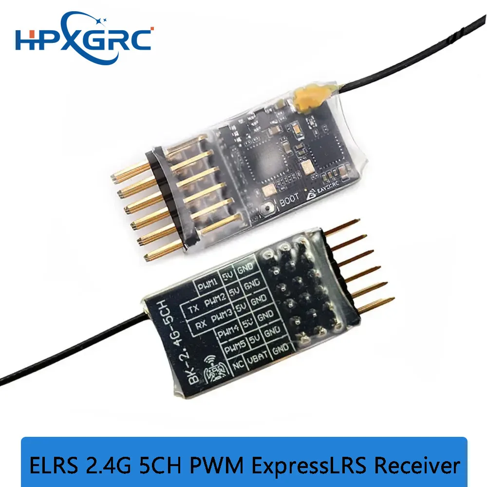

ELRS 2.4G 5CH PWM ExpressLRS Receiver with 2.0dBi 2.4G Copper Pipe Antenna Support ELRS 3.0 PWM/CRSF Protocol for RC FPV Drone