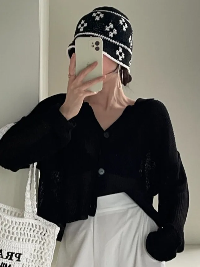 Chic Sommer Neue Sle Dünne Lange Sve Gestrickte Pullover frauen Lose Faul Offene Strickjacke Retro Kragen Pendeln Sle Herbst winter