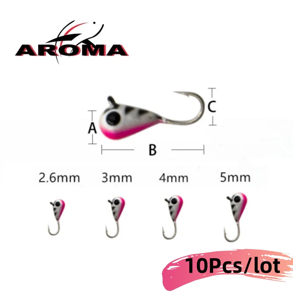 

10Pcs/Lots Winter Ice Fishing Hook Glow ice jig bait 2.7-5.5mm Jigging Fishing Lure Ice Gigs for Crappie Panfish Fishing Gear