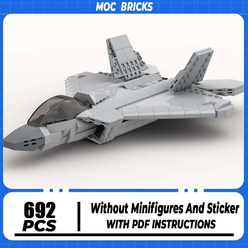 

Military Series Model Moc Building Blocks Raptor F-22 Fighter Model Technology Brick DIY Assembly Construction Toy Holiday Gift
