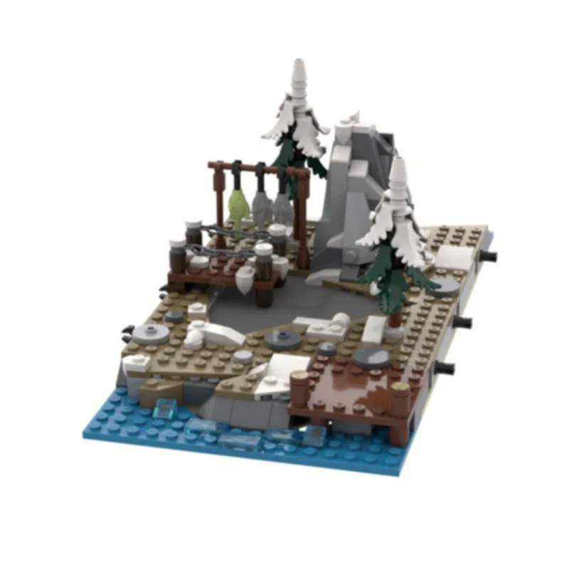 Medieval vista de rua modelo moc construção tijolo extensão viking aldeia modular technolog presente feriado montar crianças brinquedo terno