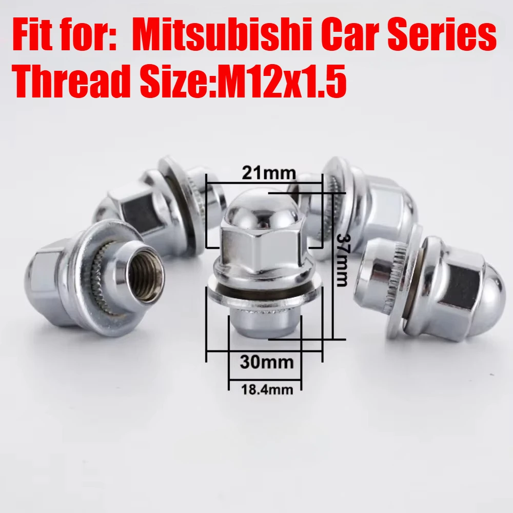 Mag Seat Wheel Lug Nuts Hub Screws for Mitsubishi Series M12x1.5 Hex 21mm Thick 37mm