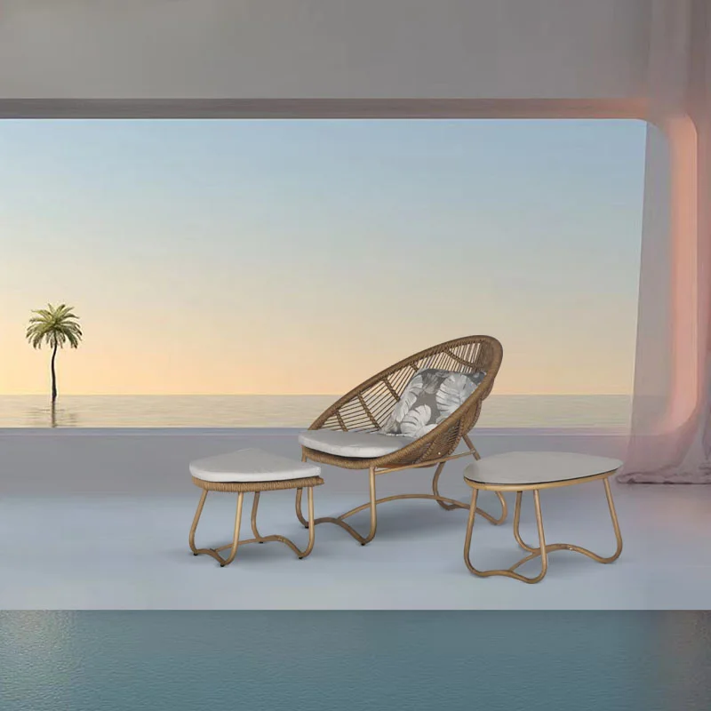 Vintage natural Outdoor sunscreen rattan wicker flower rattan patio chair