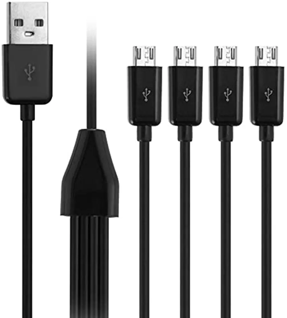 NUOLIANXIN Đa Dây Cáp Sạc Micro USB, 4 Trong 1 USB 2.0. Một Đến 4 Micro USB Nam, micro USB Cáp Chia Tín Hiệu (Đen 0.5M)