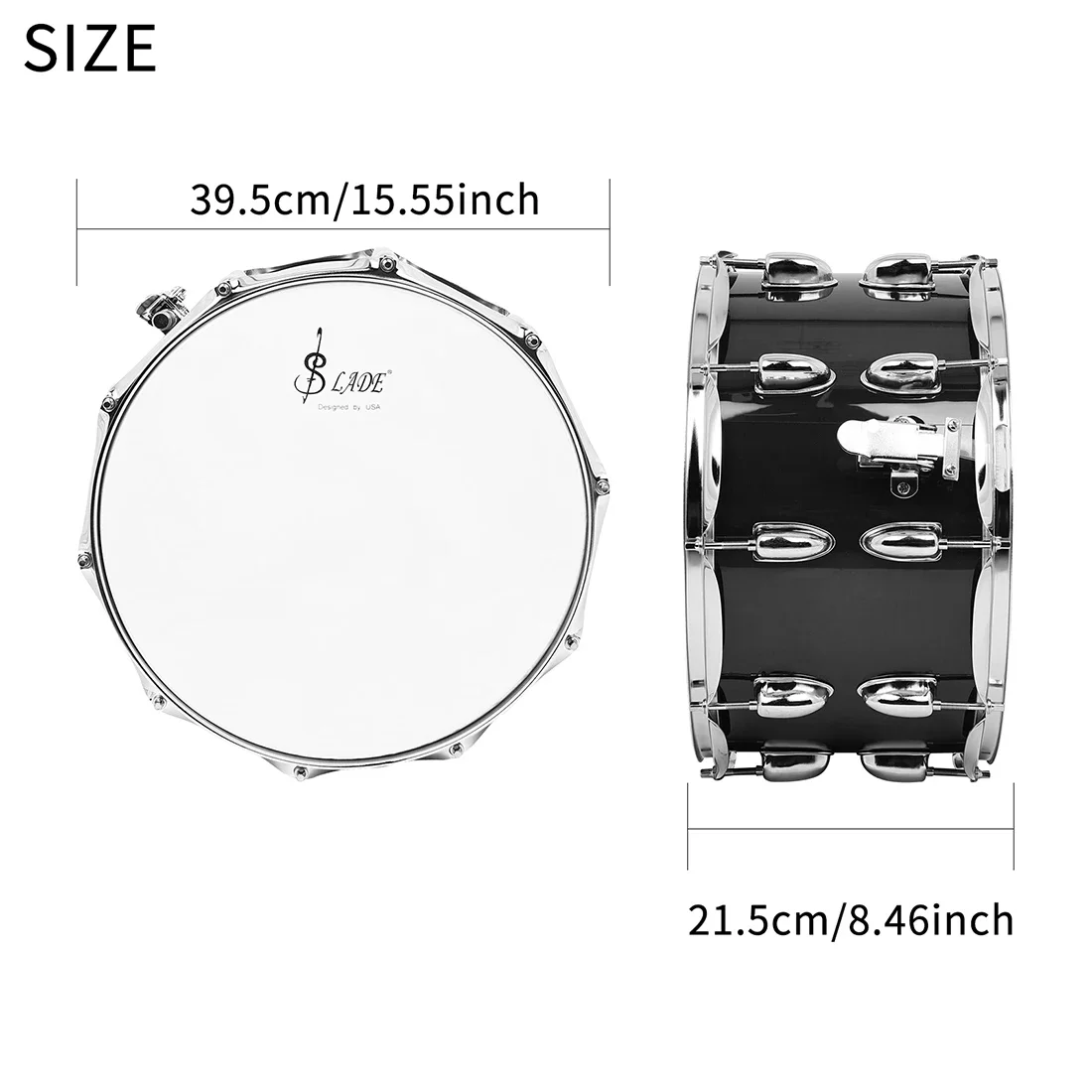 

SLADE Snare Drum 14 × 8-inch Solid Wood Material Snare Drum Stainless Steel Edges Suitable For Professional Practice&Performance