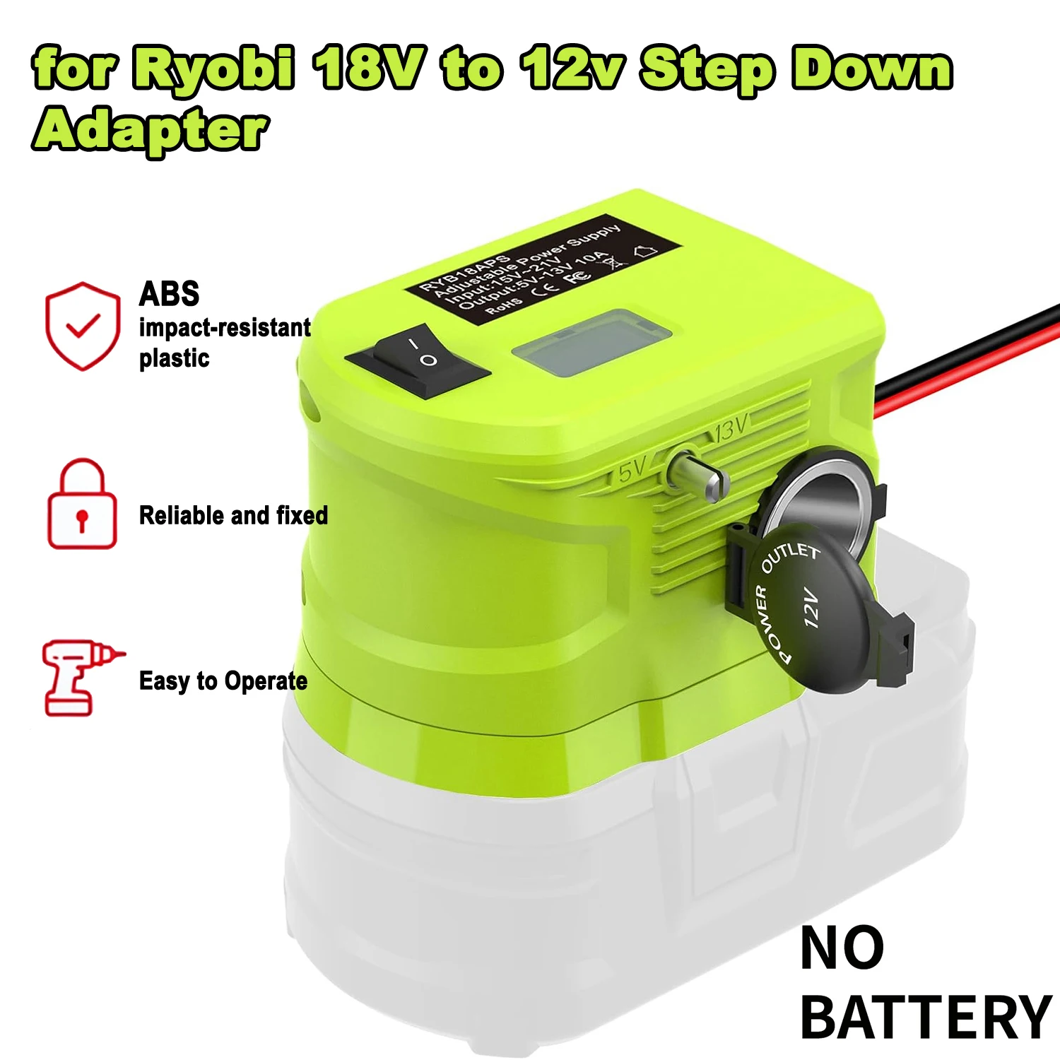 for Ryobi 18V to 12v Step Down Adapter,for Ryobi Battery Adapter for Power Wheels Voltage Reducer Transformer for Car Appliances
