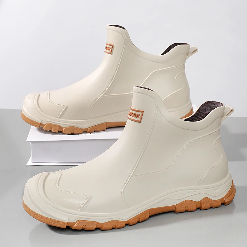 

Outdoor Waterproof Short Rain Boots Men's Windproof Neoprene Booties Classic Wading Shoes Comfortable Slip-On Kitchen Boots