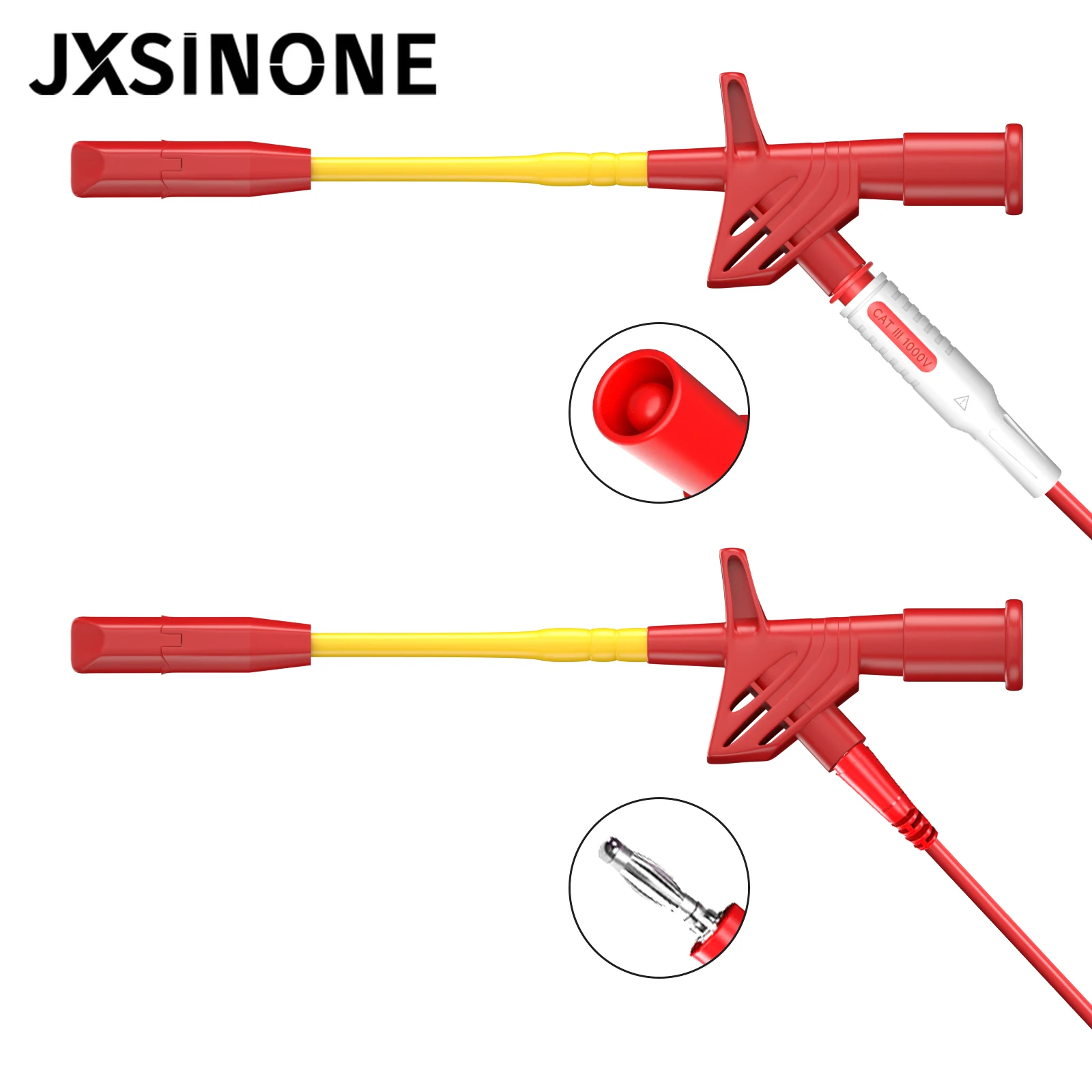 JXSINONE P5005 2Pcs 10A Professional เข็มเจาะคลิปทดสอบการทดสอบมัลติมิเตอร์ Probe Hook 4มม.