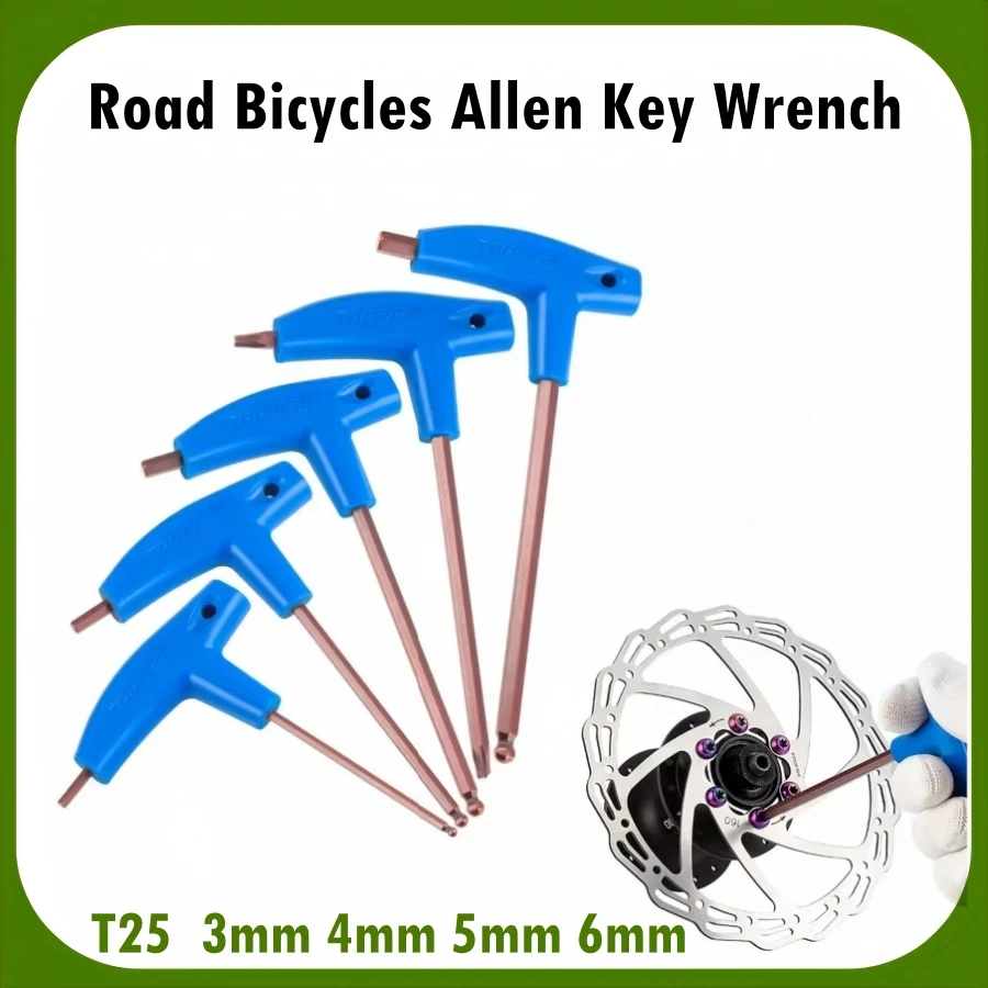 

Шестигранный ключ для дорожных велосипедов T25, 3 мм, 4 мм, 5 мм, 6 мм, длинный ключ с Т-образной ручкой, портативный шестигранный ключ с торцевой отверткой, инструмент
