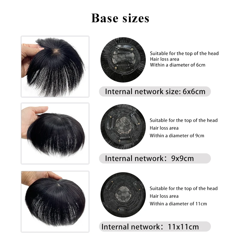 Mens Human Hair Natural Breathable Thinning Hair Cover-Up Top of The Head Balding Concealment Toupee Lace Pieces Wigs