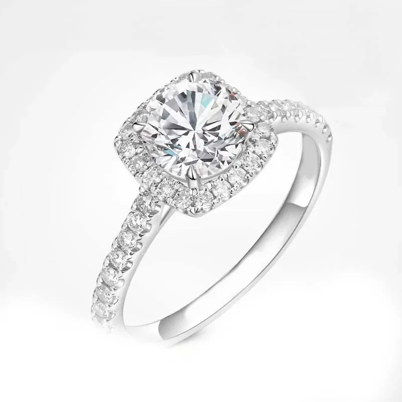 

keximakai Lab Grown diamond rings women quadrate Diamond female marriage Cluster Setting Square diamond Ring