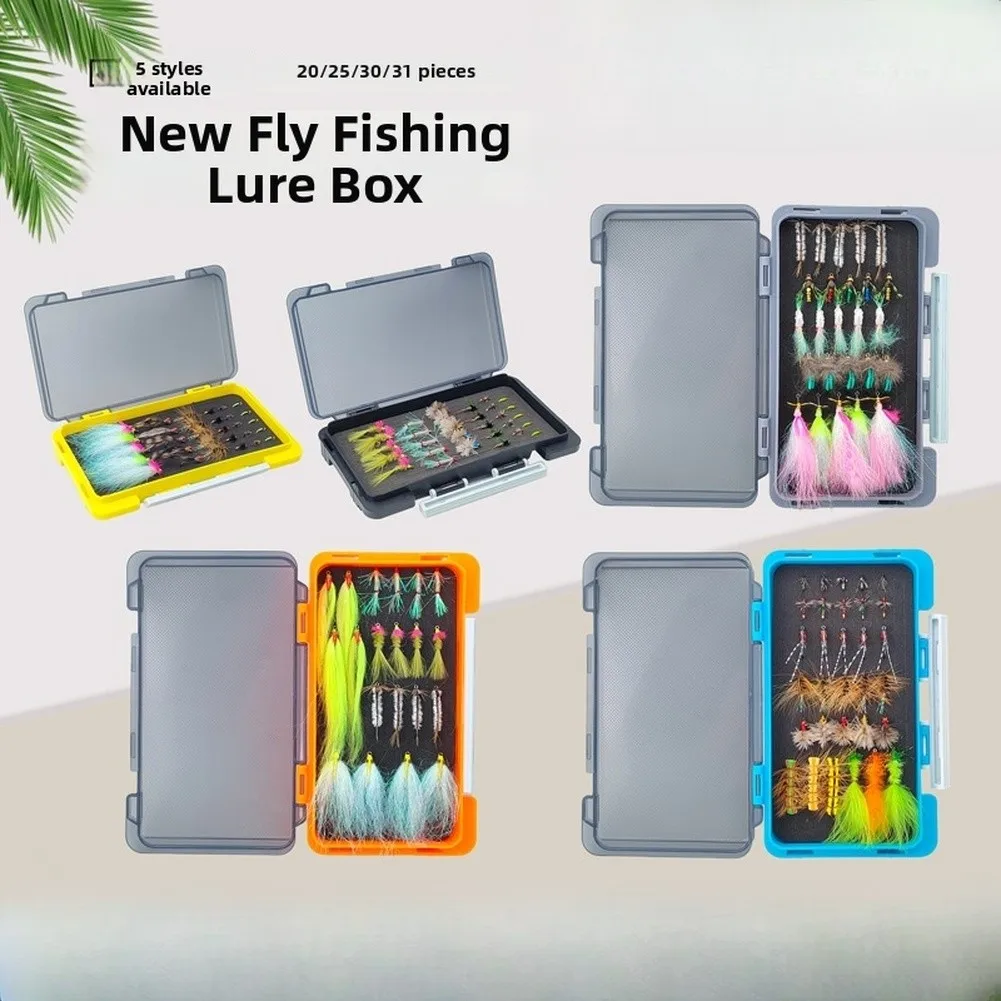 

Fly Fishing Lure Kit with Dry Wet Nymph Flies for Trout Bass Carbon Steel Hooks Multiple Sizes 174x104x20mm Organized Case