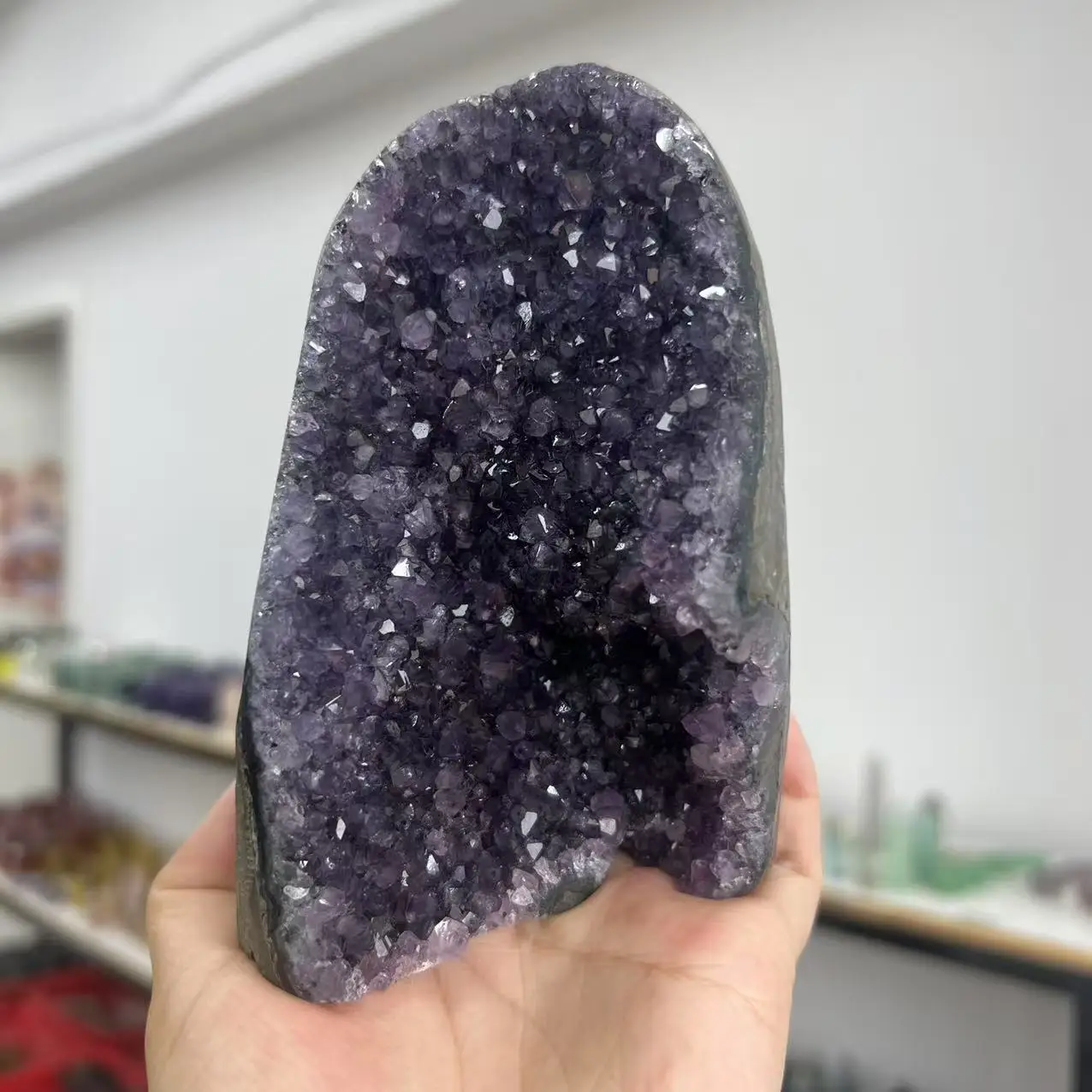 

758g 12.4cm Natural Uruguay Dream Amethyst Quartz Crystal Cluster stand