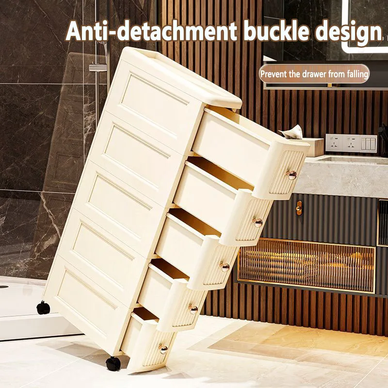 Armário Gaveteiro Ultra Estreito de 15CM com Rodas – Organizador de Armazenamento Multi-Nível para Cozinha/Banheiro/Sala de Estar, Organizador para Espaços Estreitos