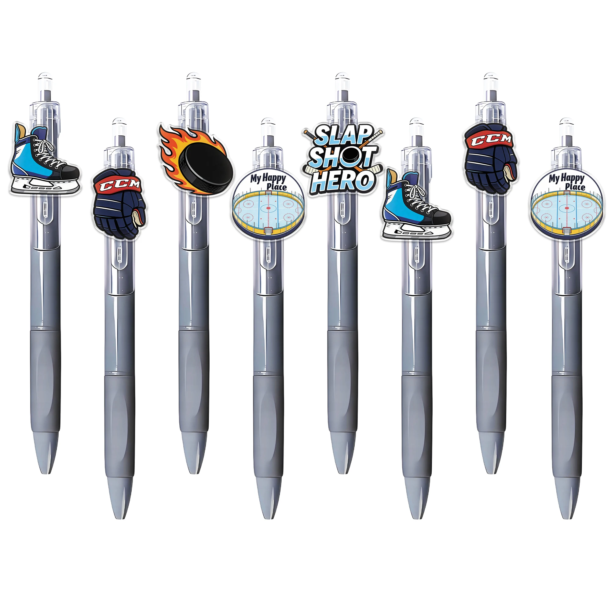 8PCS ice hockey sports equipment ballpoint pen hockey lovers writing pen random pattern