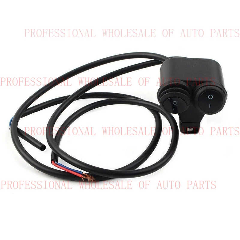 V+ 7/8'' 22mm 12V Handlebar Headlight Fog Spot Light Dual On Off Switch Black