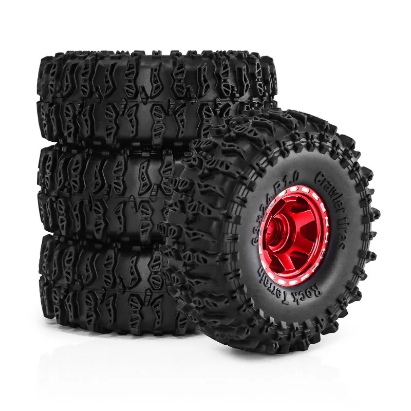 

4pcs 63mm 1.0" Metal Beadlock Wheel Tire Set For 1/18 RC Crawler Car TRX4M SCX24 Upgrade Parts Accessories ﻿