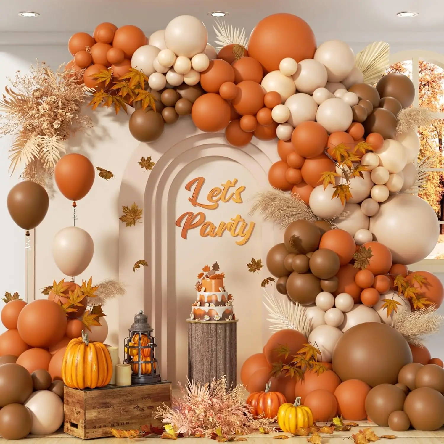 Kit d'arc de ballons d'automne, 101 pièces, ballons blancs brûlés, Orange, marron, sable, pour bébé, réception nuptiale, décorations de fête d'anniversaire