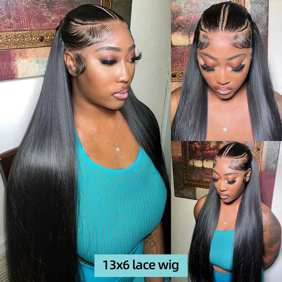 Straight Long 30 40 Inch 13x4 Transparent Lace Front Wig 13x6 Lace Frontal Human Hair Wigs Remy Brazilian Pre Plucked For Women