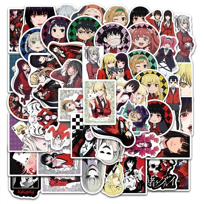 Kakegurui-ビデオゲームステッカー,ラップトップ,ヘルメット,デスクトップ装飾,落書き,50個に適しています