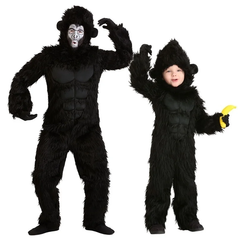 King Kong Cosplay Kostuum Voor Volwassen Kinderen Pluche Harige Mascotte Anime Halloween Venetië Carnaval Jurk Pak Fursuit Orangutan Gorilla