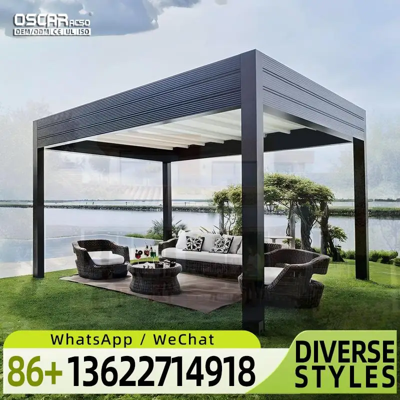 Motorized Outdoor Roller Blinds Zip Screen Shades Zip Track Blinds for Patio Balcony Garden pergola