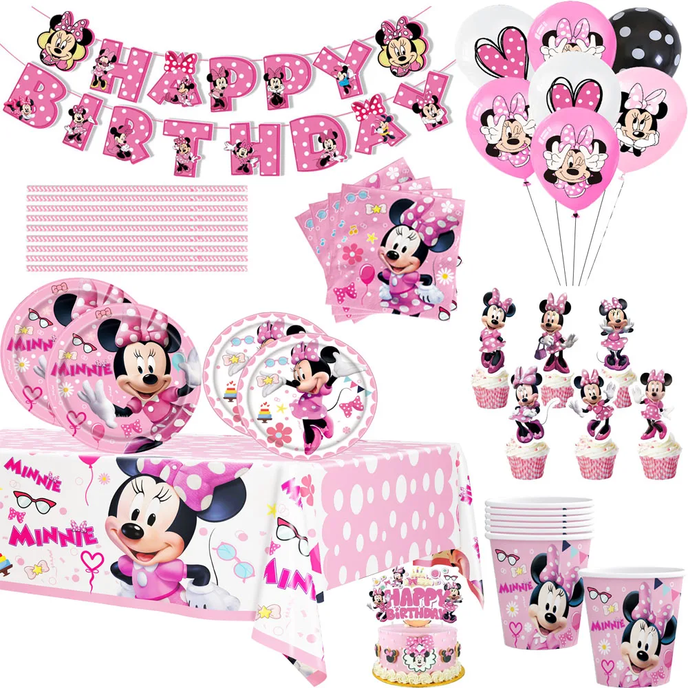 Minnie Mouse birthday Party supplies and Minnie Mouse baptism Party decor suitable for 8 children and girls favor birthday decor