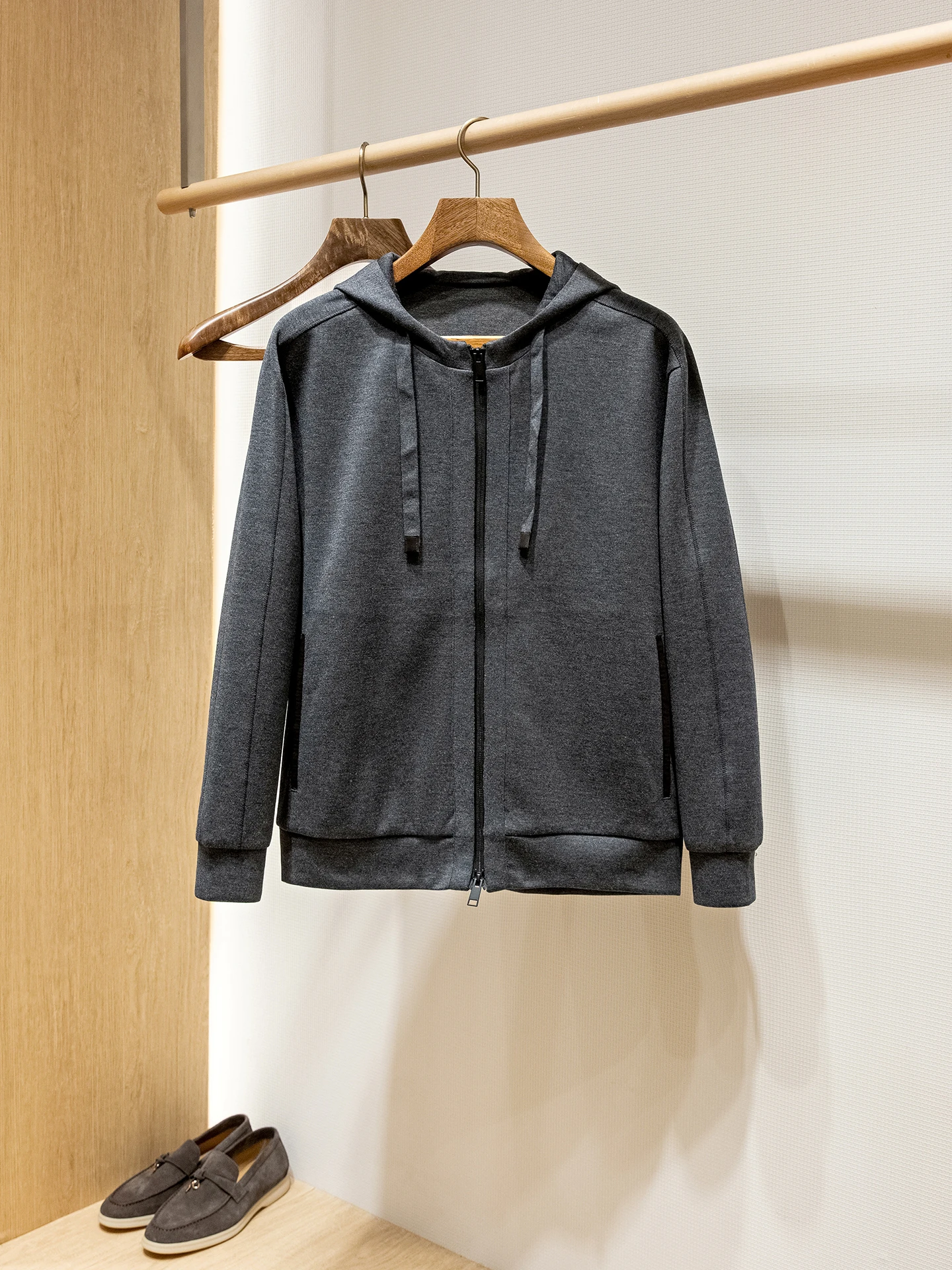 

ZZ wool blend men's casual hoodie zipper sweater jacket