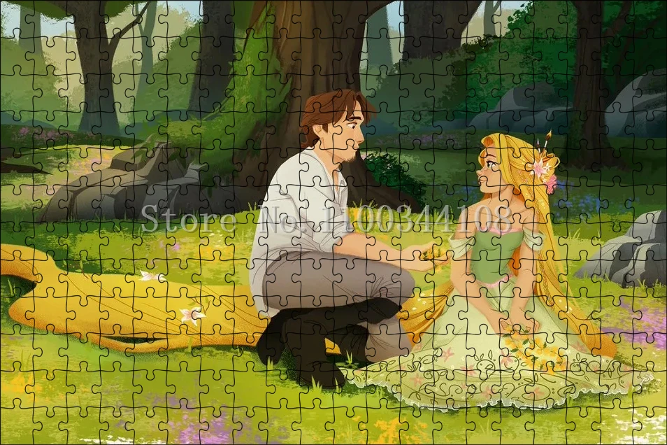 Disney Cartoon Movies Rapunzel Jigsaw Puzzles 300/500/1000 PCS Disney Princess Puzzles Children Education Toys Handmade Gifts