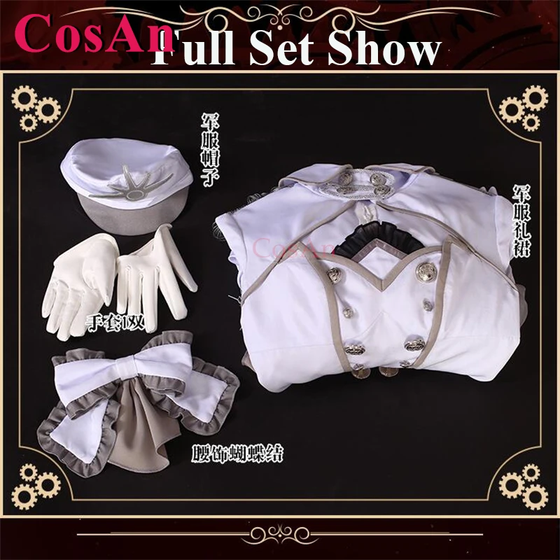 CosAn Anime Date A Live Tokisaki Kurumi Kostum Cosplay Gaun Formal Elegan Ratu Putih Pakaian Bermain Peran Pesta Halloween Baru